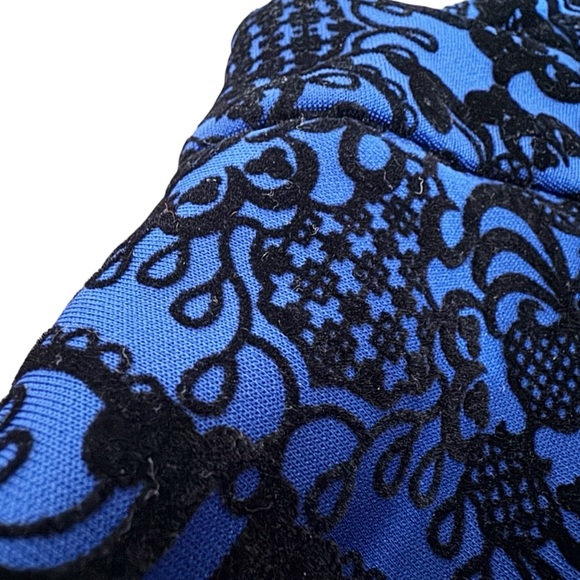 Y2K velvet burnout blue black Sleeveless midi Dress elegant sheath goth 960 - Picture 7 of 16